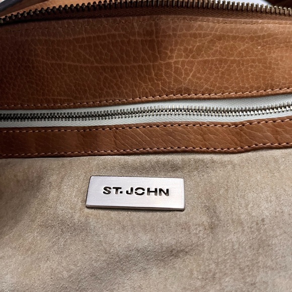 ST. JOHN Suede leather Hobo style crystal embellished single strap w/Riri zipper - Picture 11 of 16